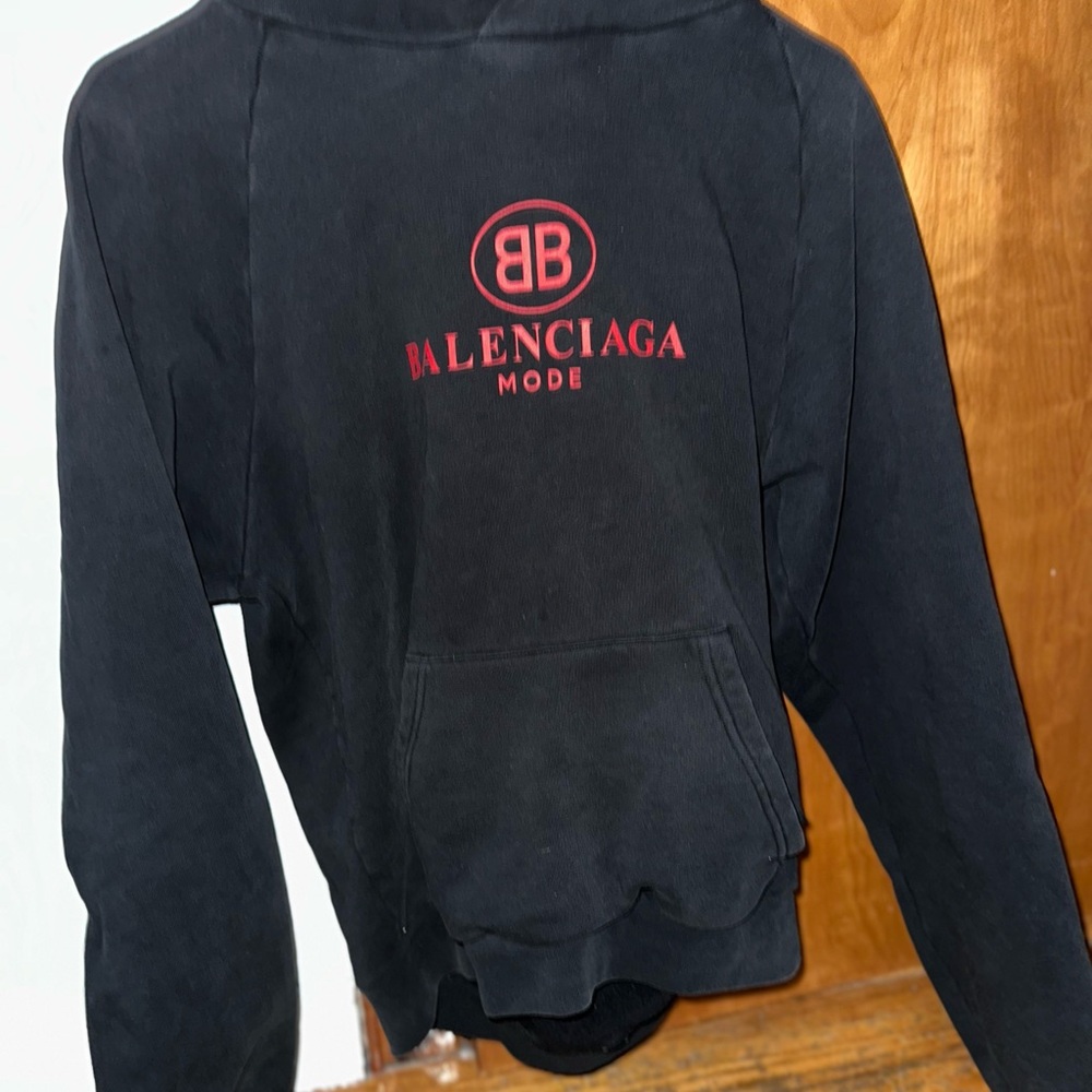Balenciaga Black and Red Logo Cardigan Sweater